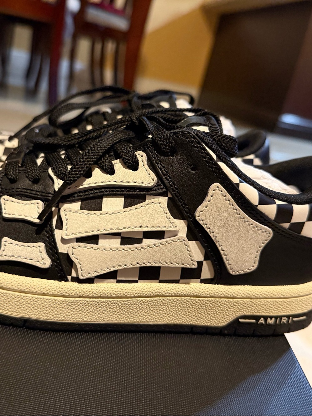AMIRI Women Black & White Checkerboard Low-Top Sneakers with Cream Midsole
